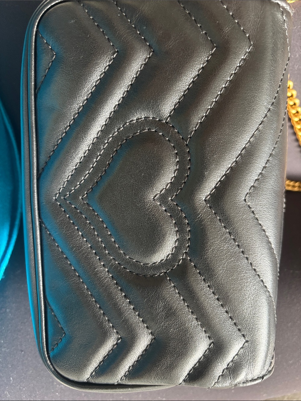 Mini Gucci Black Quilted Crossbody with Gold Double G - Picture 6 of 9